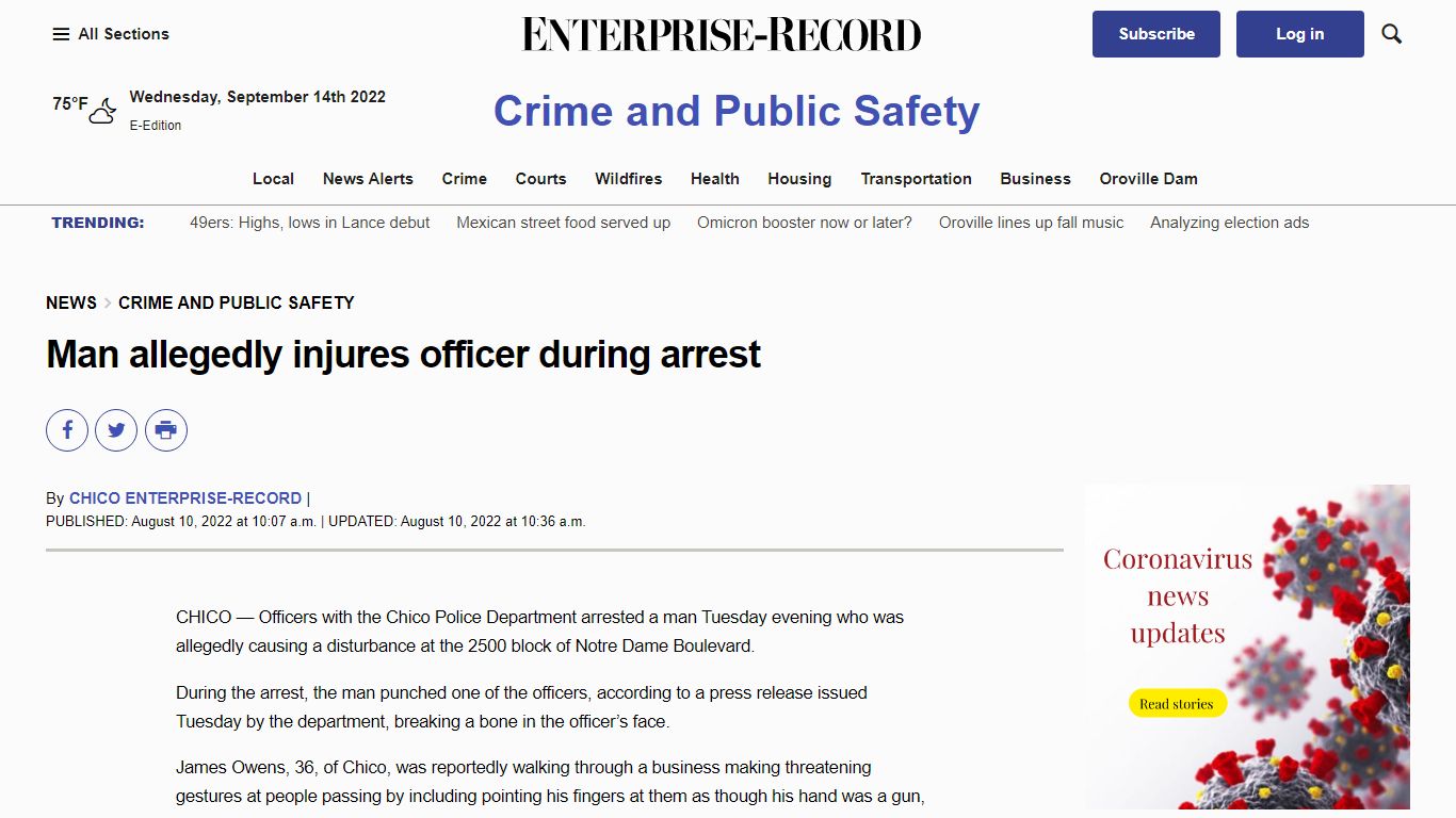 Man allegedly attacks officer during arrest – Chico Enterprise-Record