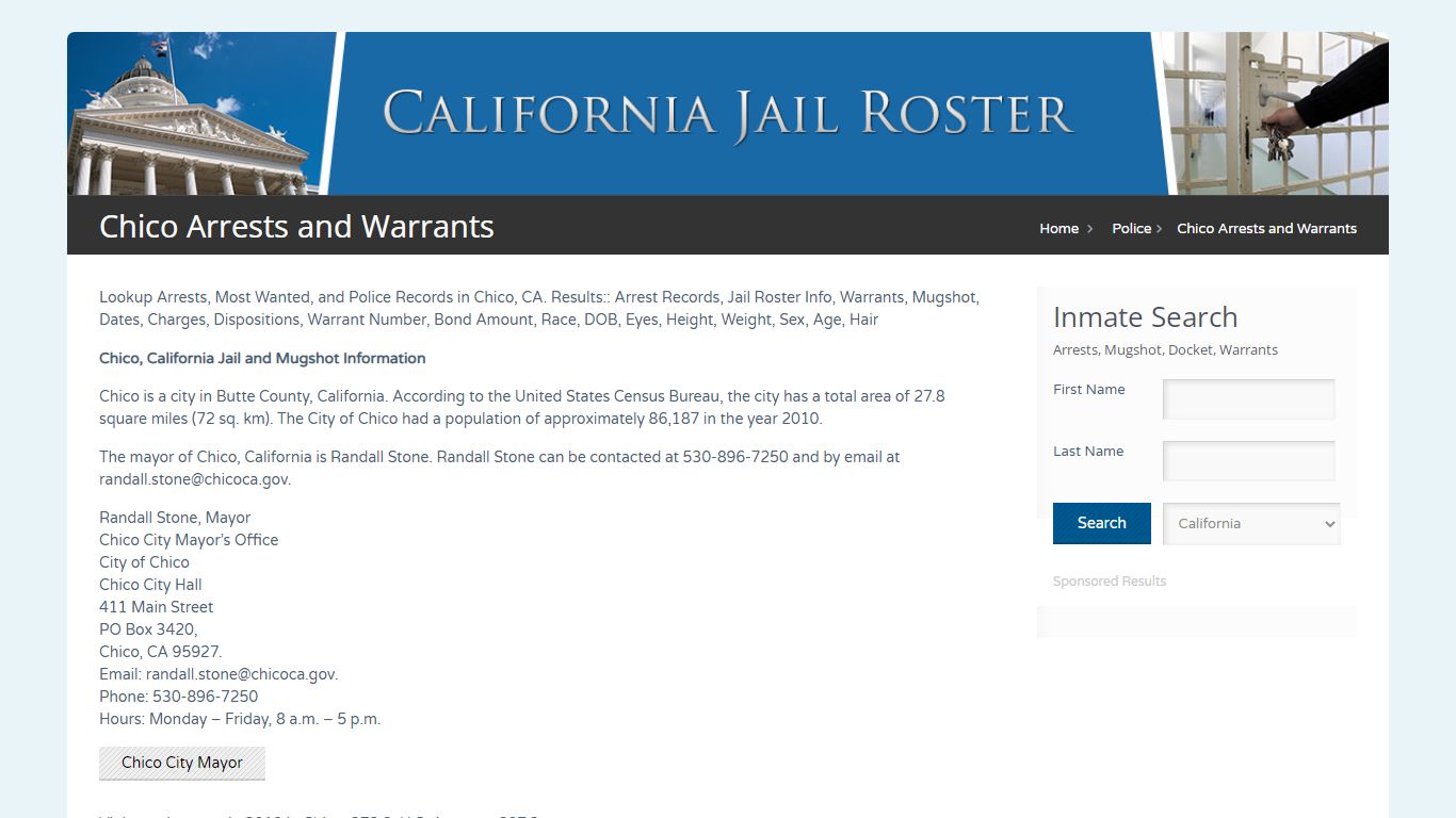 Chico Arrests and Warrants | Jail Roster Search