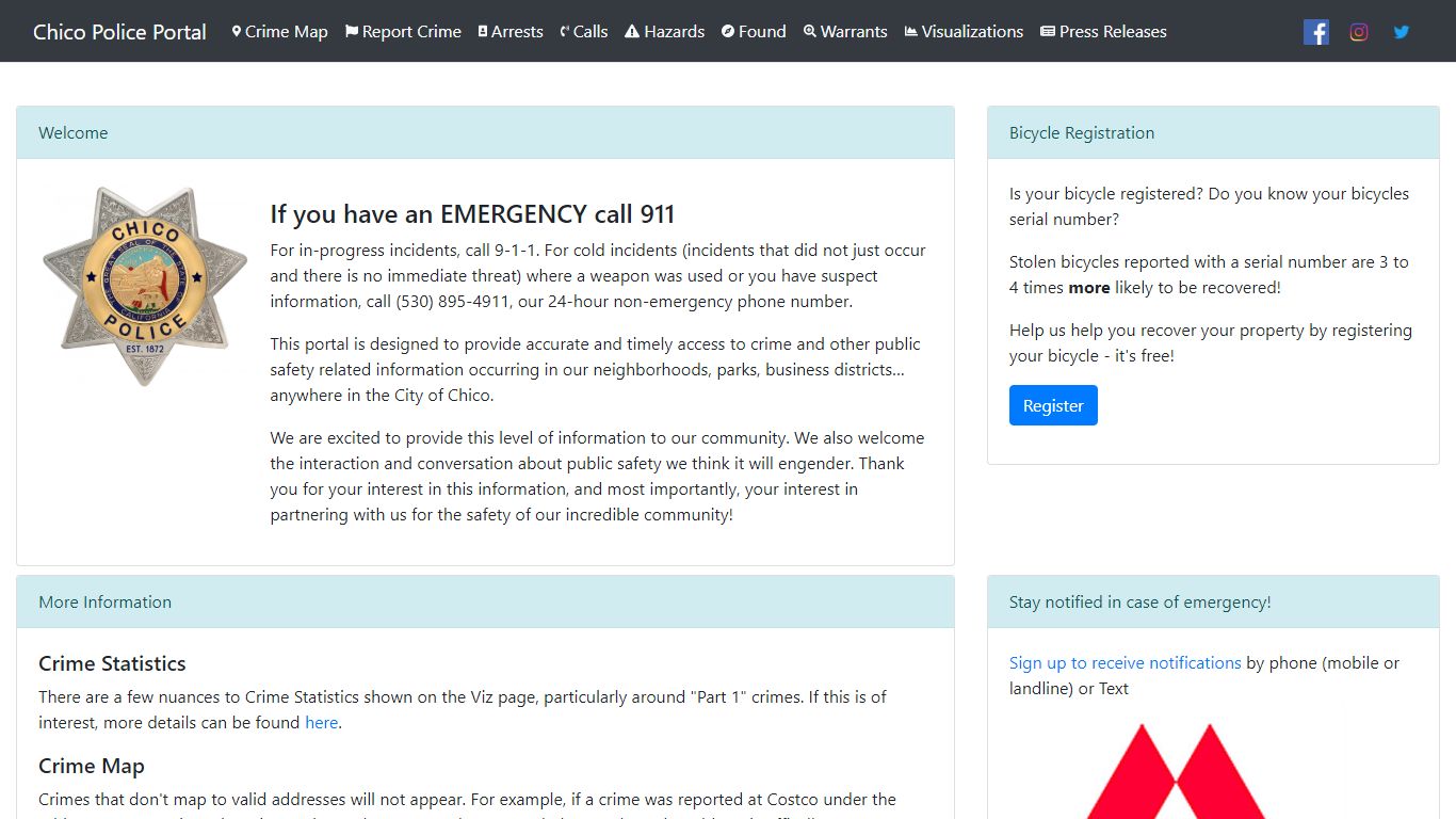 Home Page - Chico Police Portal